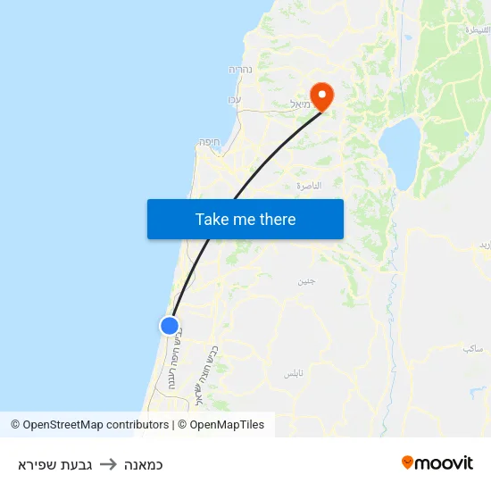 גבעת שפירא to כמאנה map