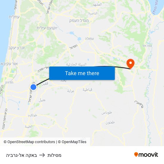 באקה אל-גרביה to מסילות map