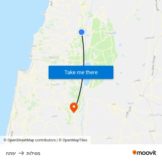 יפתח to מסילות map
