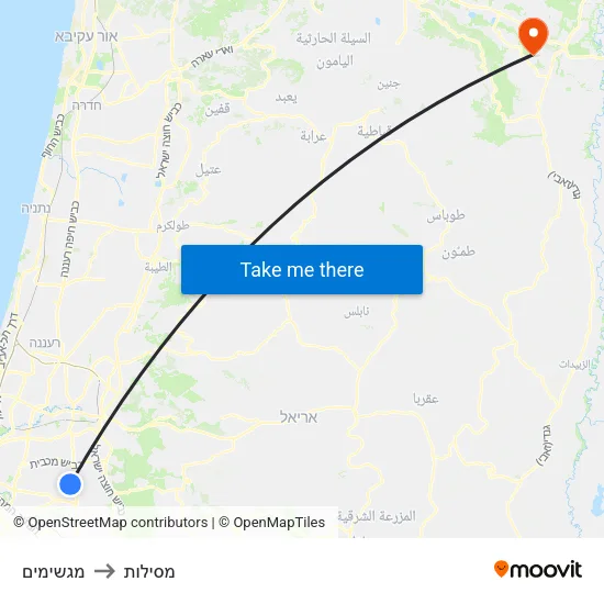 מגשימים to מסילות map