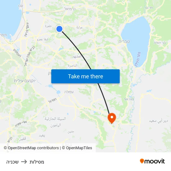 שכניה to מסילות map