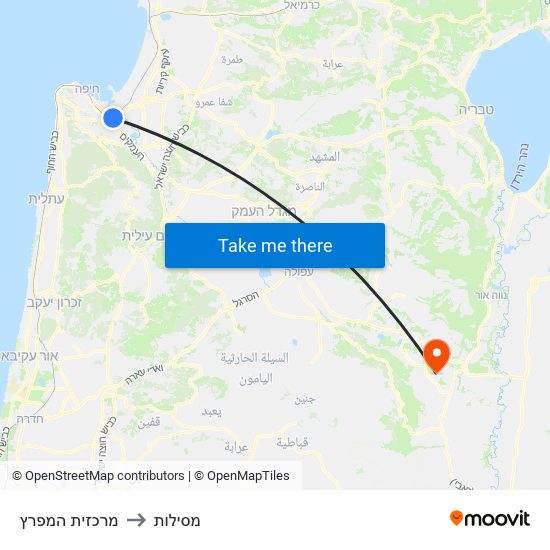 מרכזית המפרץ to מסילות map