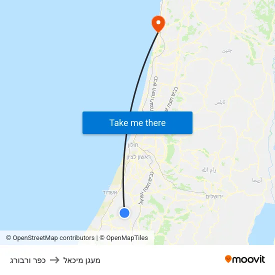 כפר ורבורג to מעגן מיכאל map