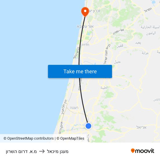 מ.א. דרום השרון to מעגן מיכאל map