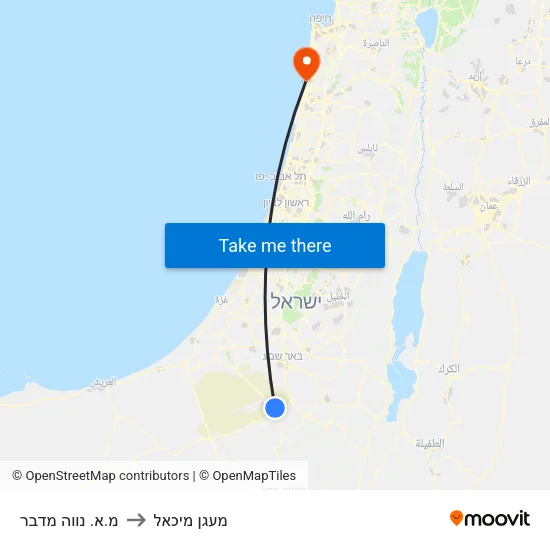 מ.א. נווה מדבר to מעגן מיכאל map