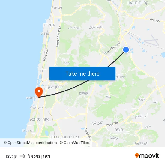 יקנעם to מעגן מיכאל map