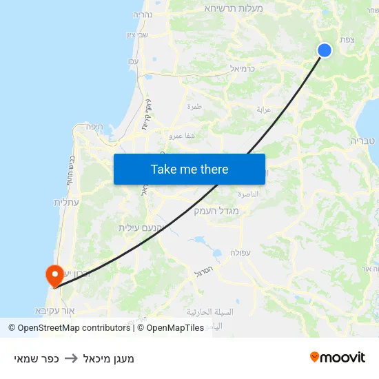 כפר שמאי to מעגן מיכאל map
