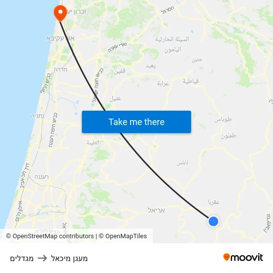 מגדלים to מעגן מיכאל map