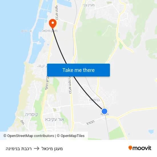 רכבת בנימינה to מעגן מיכאל map