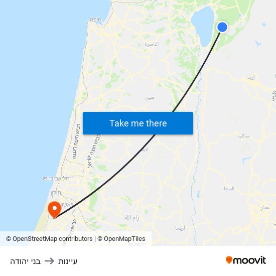 בני יהודה to עיינות map