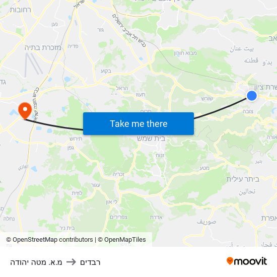 מ.א. מטה יהודה to רבדים map