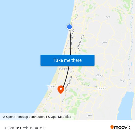 בית חירות to כפר אחים map