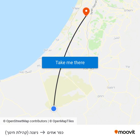 ניצנה (קהילת חינוך) to כפר אחים map