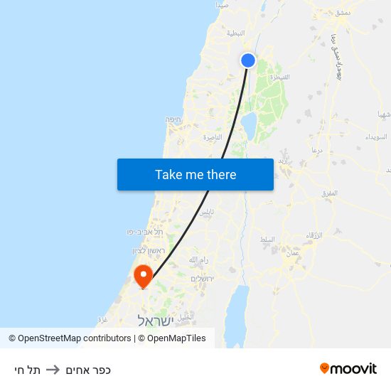 תל חי to כפר אחים map