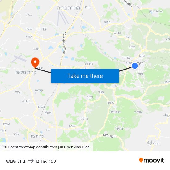 בית שמש to כפר אחים map
