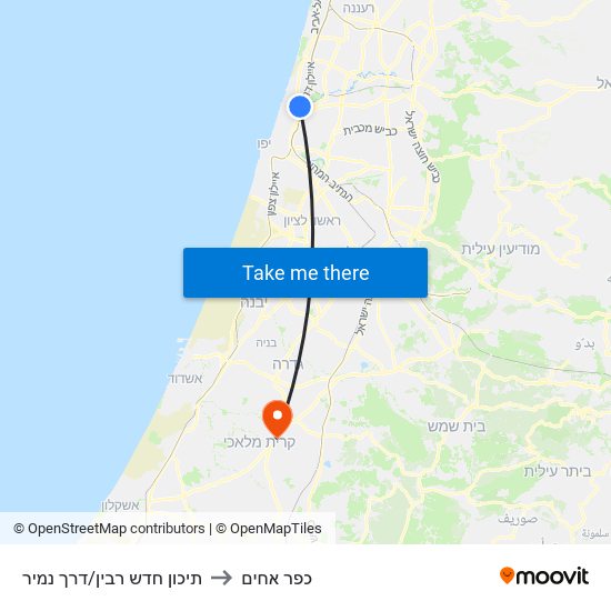 תיכון חדש רבין/דרך נמיר to כפר אחים map