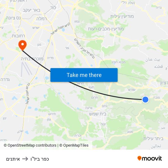 איתנים to כפר ביל"ו map