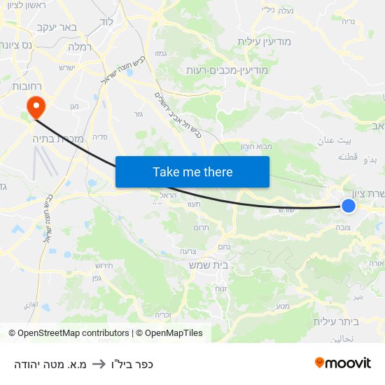 מ.א. מטה יהודה to כפר ביל"ו map