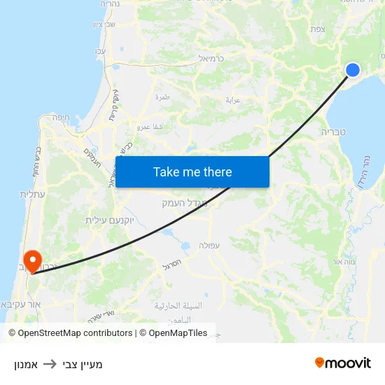 אמנון to מעיין צבי map
