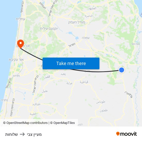 שלוחות to מעיין צבי map