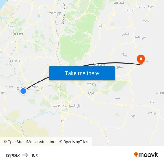 אופקים to מעון map