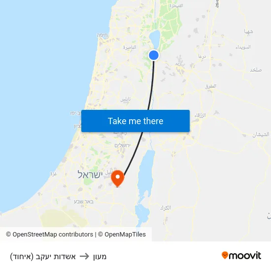אשדות יעקב (איחוד) to מעון map
