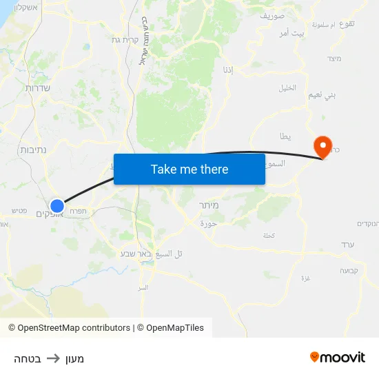 בטחה to מעון map