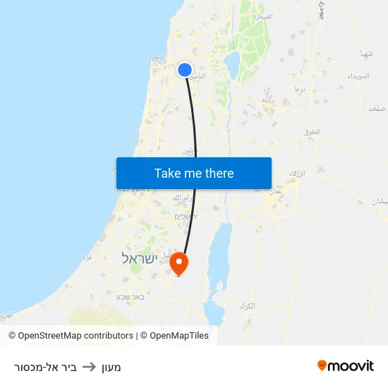 ביר אל-מכסור to מעון map