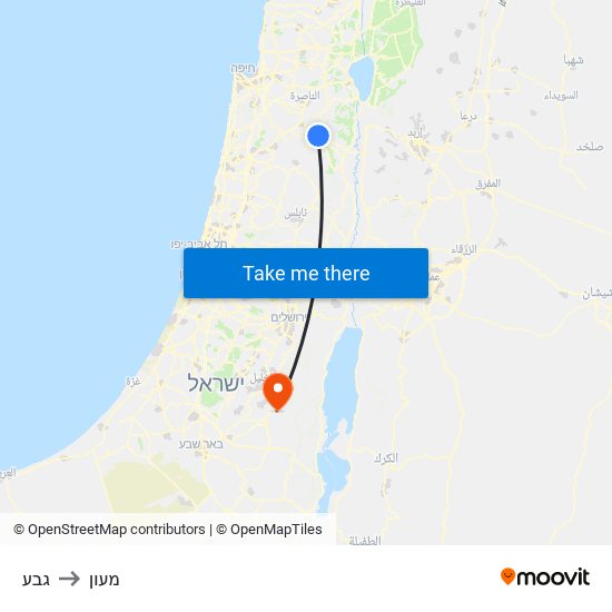 גבע to מעון map