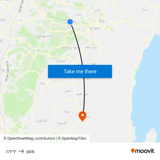 ידידה to מעון map