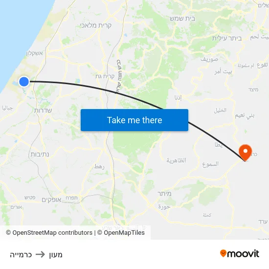 כרמייה to מעון map