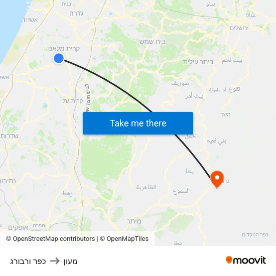 כפר ורבורג to מעון map