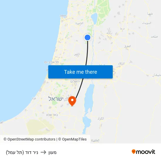 ניר דוד (תל עמל) to מעון map