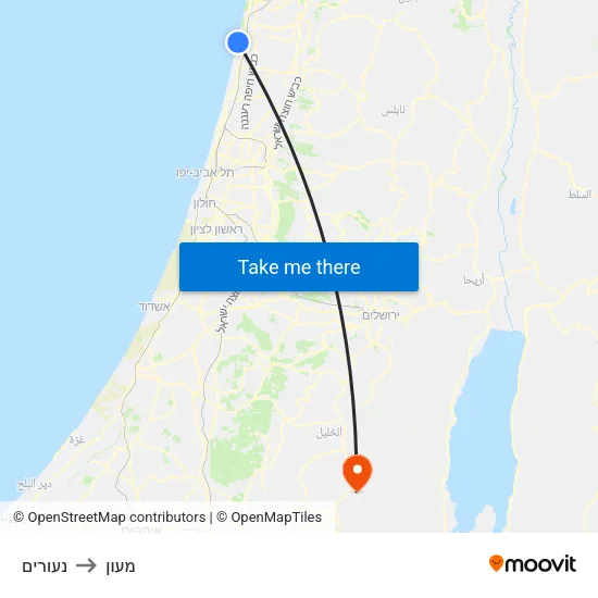 נעורים to מעון map