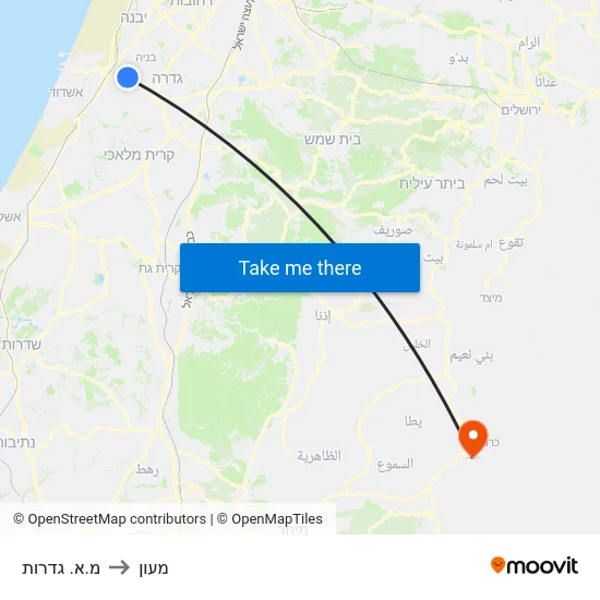 מ.א. גדרות to מעון map