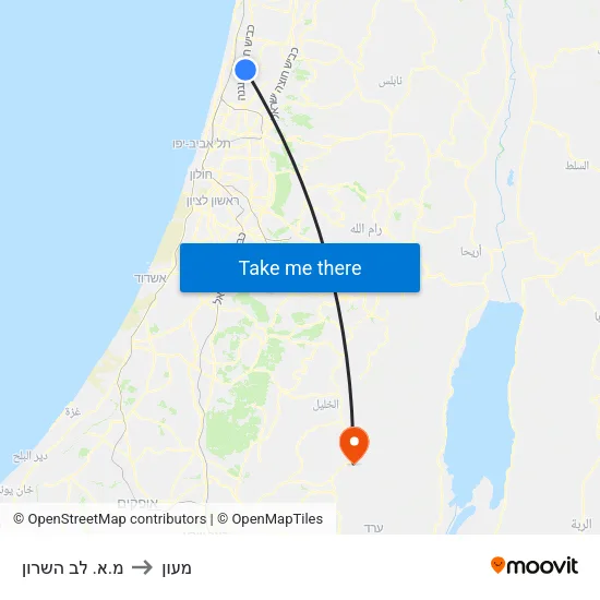 מ.א. לב השרון to מעון map