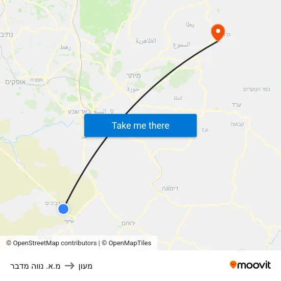 מ.א. נווה מדבר to מעון map
