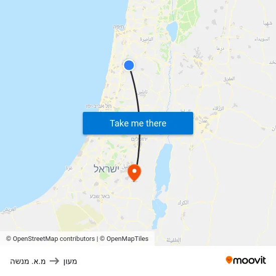 מ.א. מנשה to מעון map