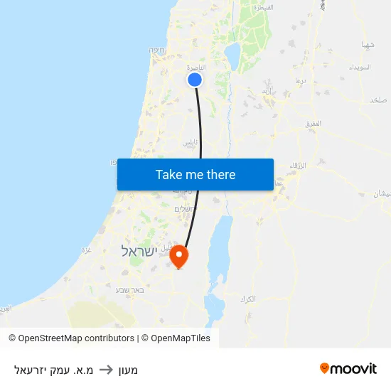 מ.א. עמק יזרעאל to מעון map