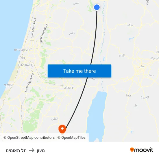 תל תאומים to מעון map