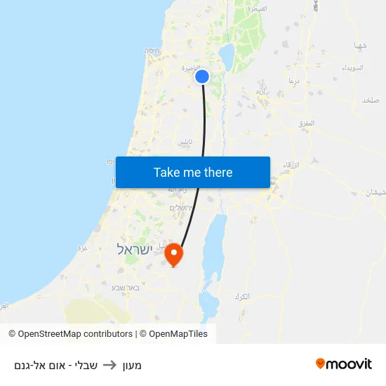 שבלי - אום אל-גנם to מעון map