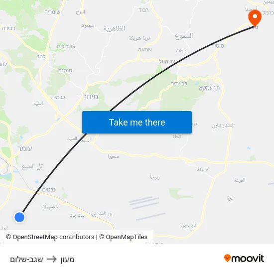 שגב-שלום to מעון map