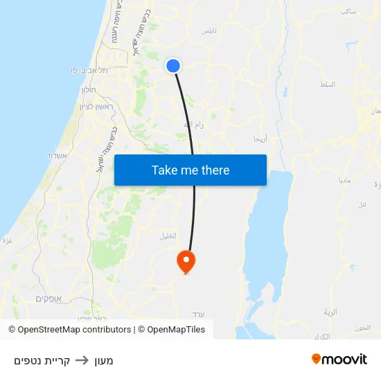 קריית נטפים to מעון map