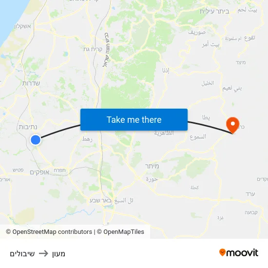 שיבולים to מעון map