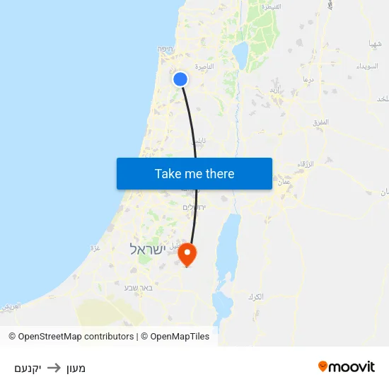 יקנעם to מעון map