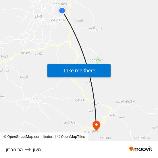 הר חברון to מעון map