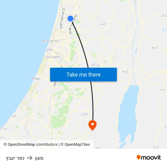 כפר יעבץ to מעון map
