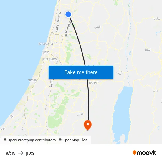 עולש to מעון map