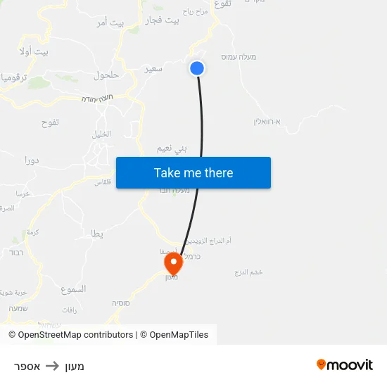 אספר to מעון map