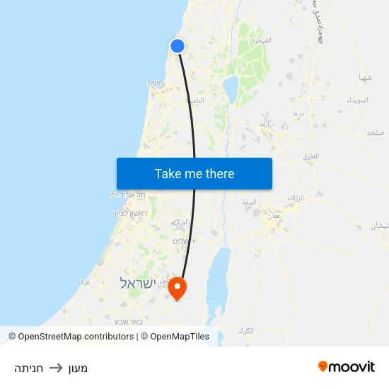 חניתה to מעון map